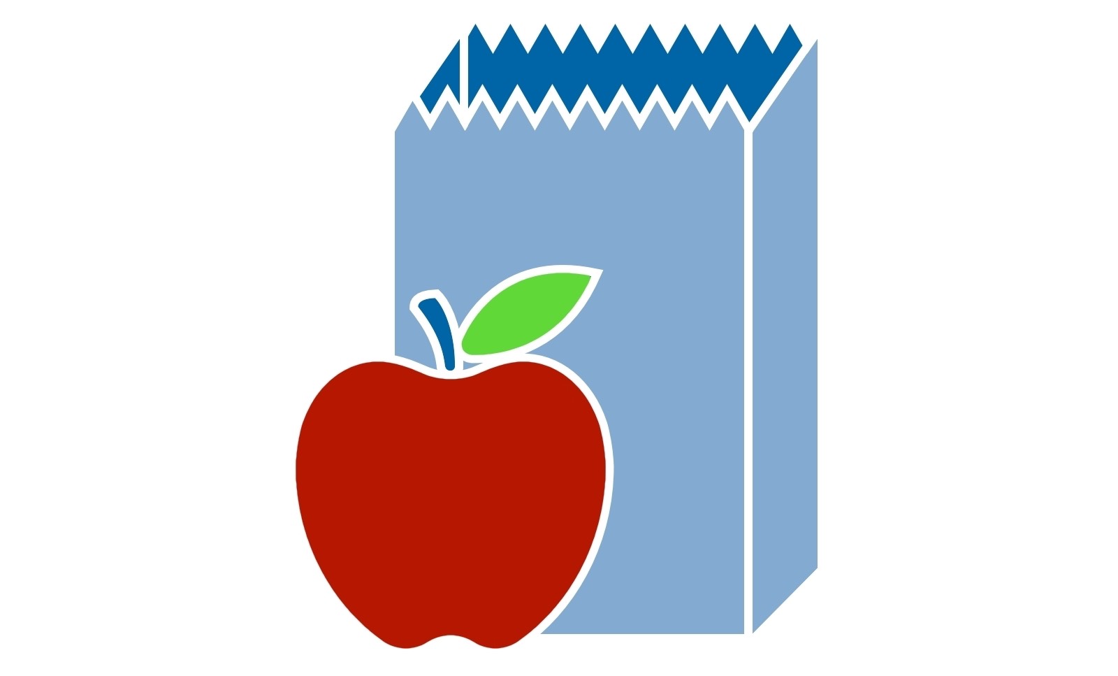 Image of a lunch bag with an apple